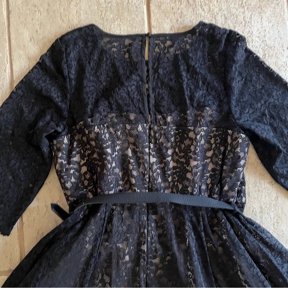 City Chic Womens Plus Size 20 Black Lace Lover Hi Low Midi Belt Dress NWT A-Line - Picture 10 of 12